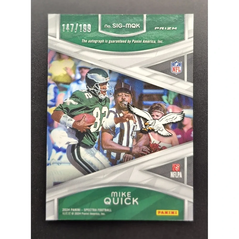 2024 Panini Spectra Mike Quick #SIG-MQK‎ Silver Prizm Autograph /199 (AU) Eagles